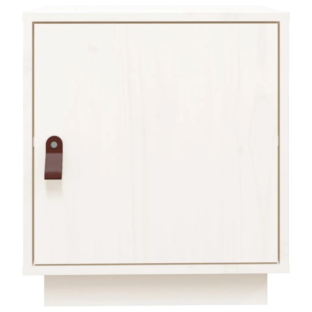 Comodino | Armadio da Notte | Mobiletto da notte Bianco 40x34x45 cm in Legno Massello di Pino