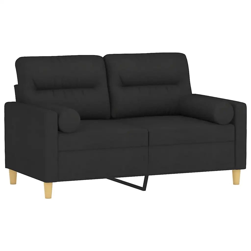 Divano a 2 Posti con Cuscini-Sofa 2 Posti con Cuscini Nero 120 cm in Tessuto 131891