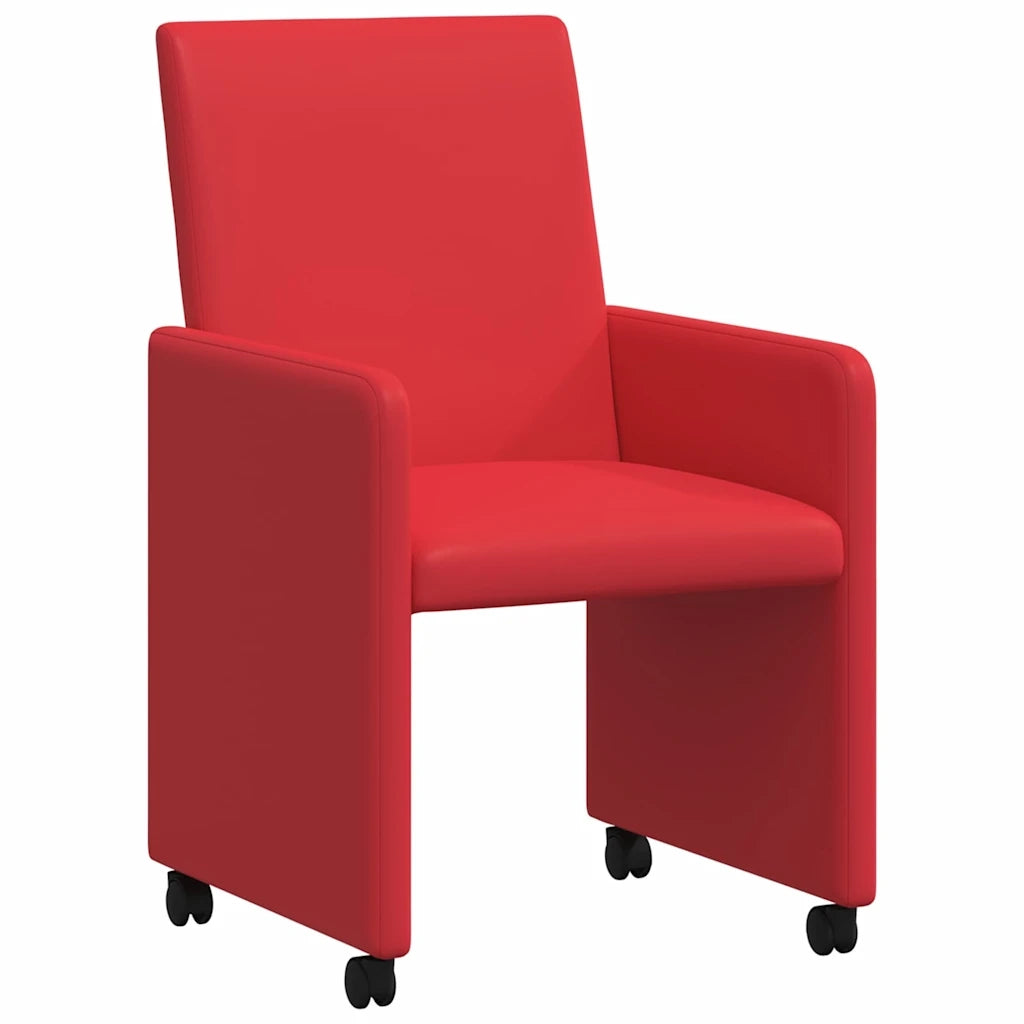 Sedie da Pranzo con Ruote con ruote 2 pcs Rosso 57 x 66 x 94 cm 42017821