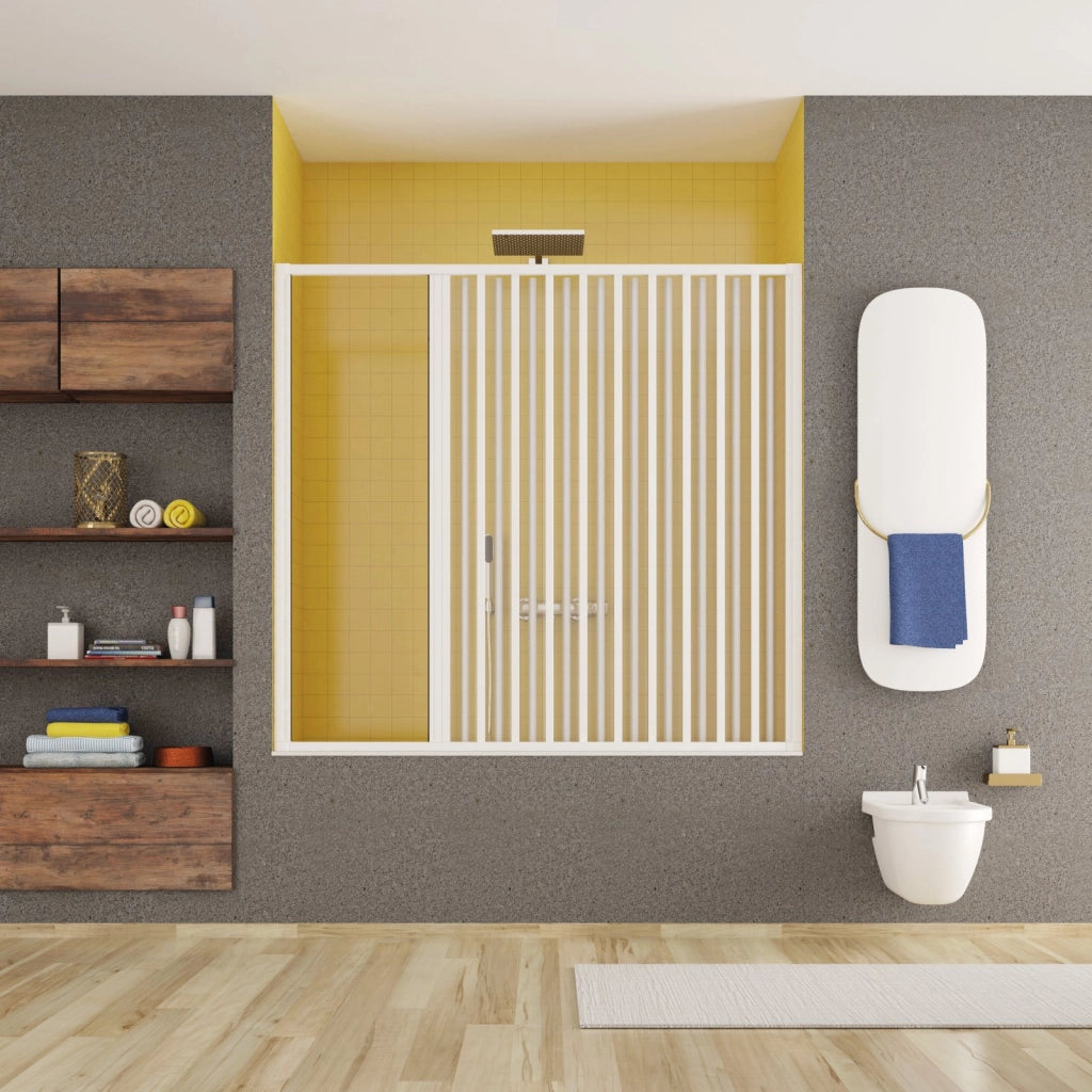 Box sopravasca soffietto doccia ingresso laterale pvc bianco h150cm Platra Ryam Bianco,150 cm