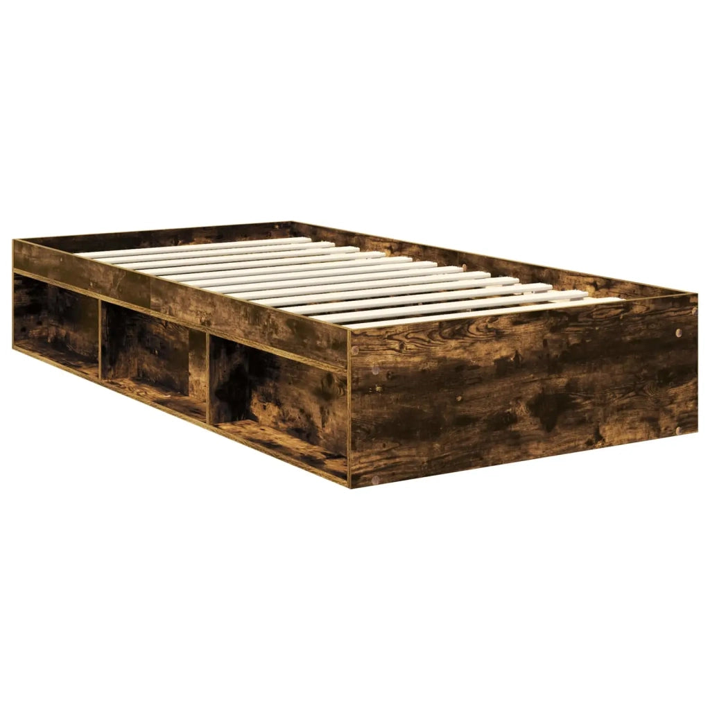 Struttura del letto Rovere fumé 100 x 200 cm Pino massello