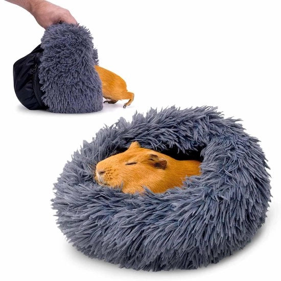Casa per piccoli animali a stile grotto con cerniera in spandex e fondo di lana, adatta per cavi e altri piccoli animali, giacchetta comoda, giocattoli per nascondere, accessori per gabbia (grigio scuro).
