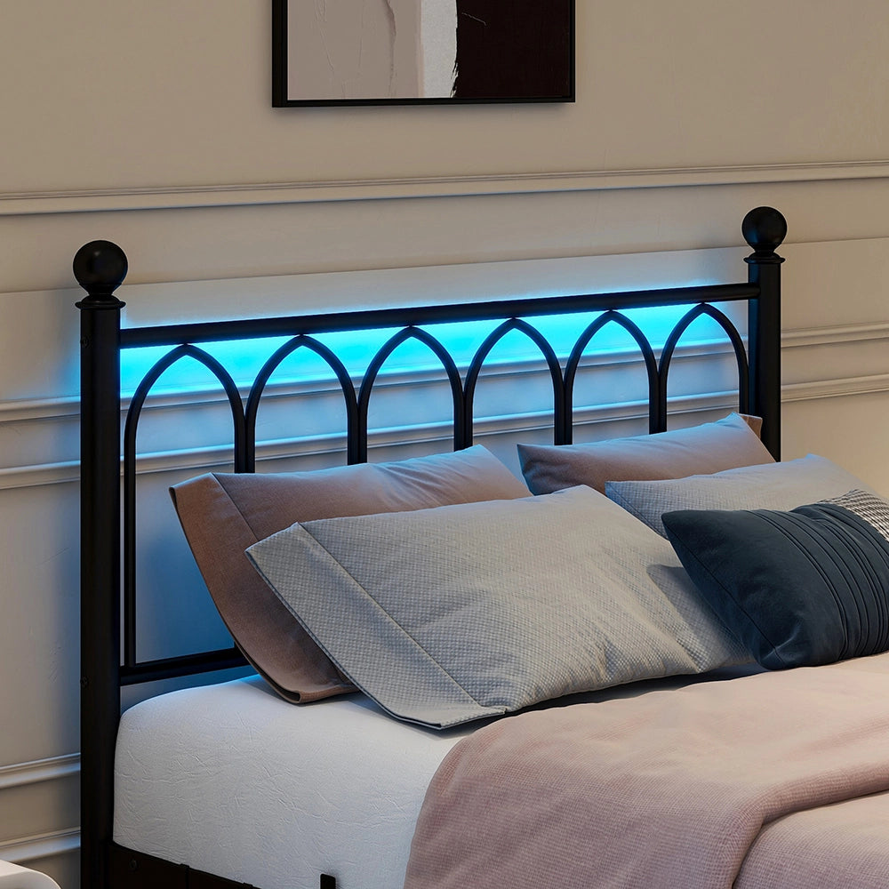 Letto metallo - Xylo - 120x200 cm USB vintage nero