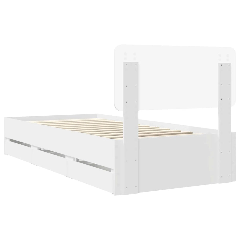Letto singolo | Letto per adulti | Struttura del letto Bianco 75 x 190 cm Legno ingegnerizzato