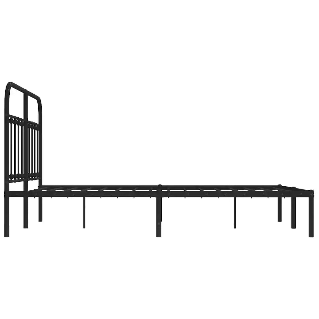 Letto matrimoniale | Letto per adulti | Giroletto con Testiera in Metallo Nero 150x200 cm