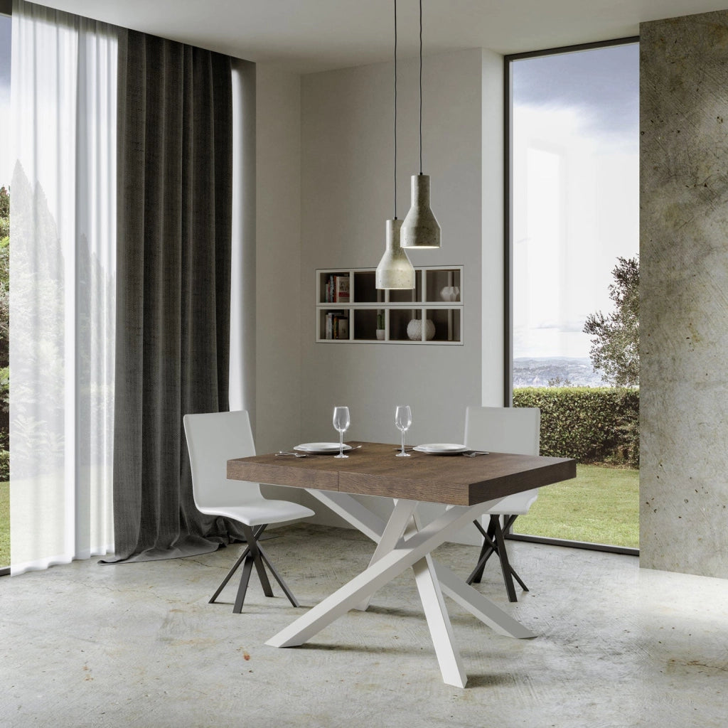Tavolo Allungabile 130-234x90x77 cm Volantis Premium Noce Telaio Bianco