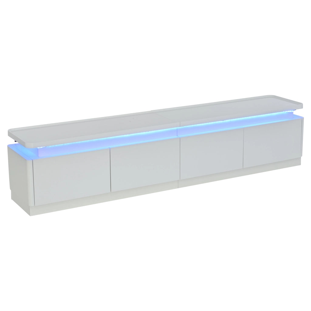 Mobile TV con 4 cassetti e LED - per soggiorno - 180x34x40 cm - in truciolato - bianco