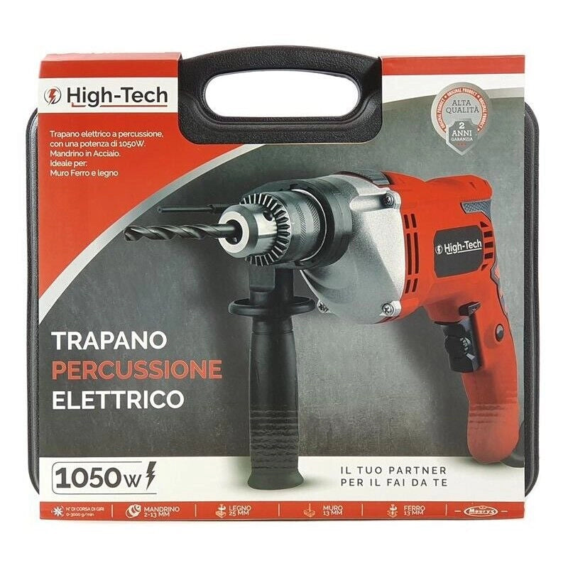 KIT VALIGETTA + TRAPANO A PERCUSSIONE 230V/50HZ -1050 W MANDIRNO IN ACCIAIO,MURO,FERRO,LEGNO - HIGH-TECH