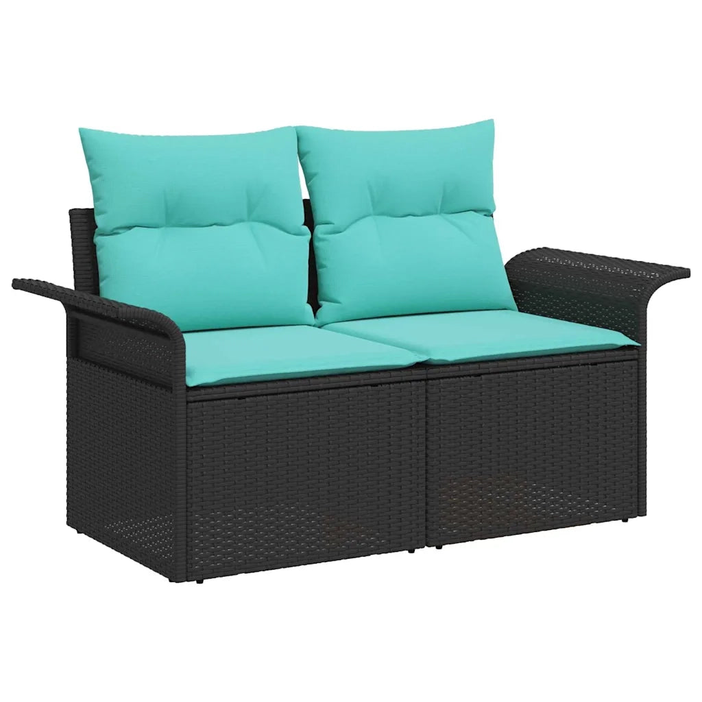 Set Divano da Giardino con cuscino 6 pcs Nero e blu 3349325