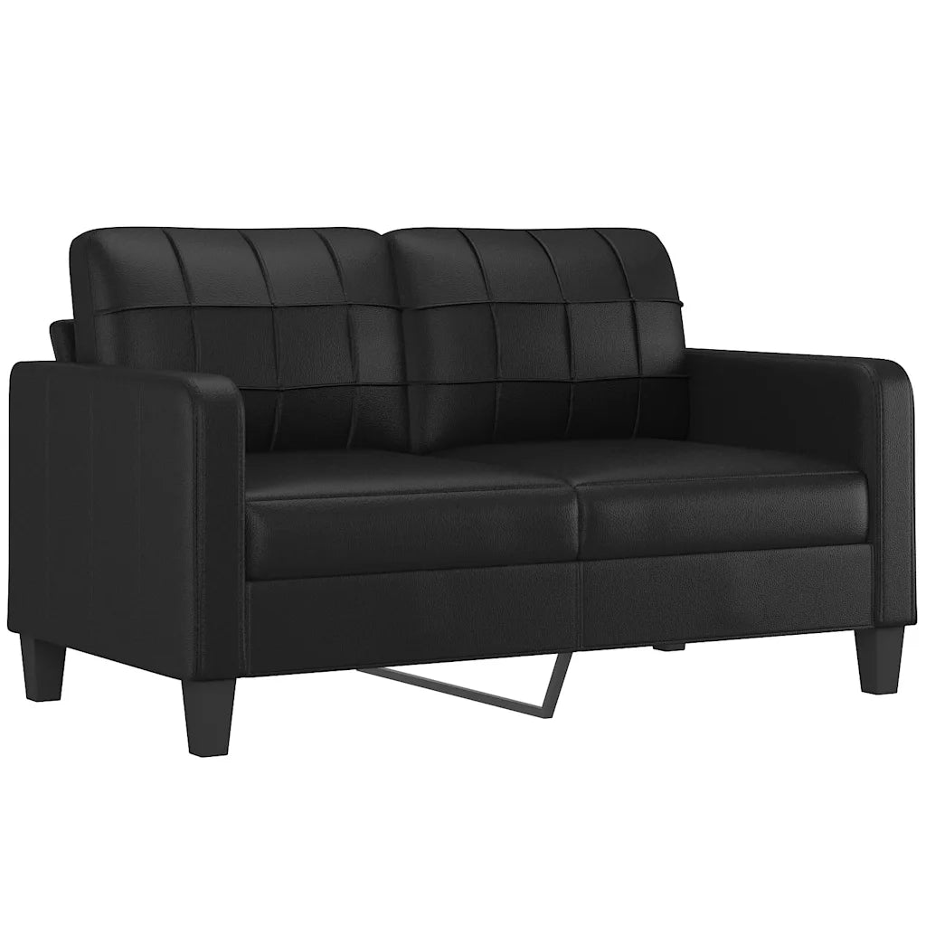 Divano a 2 Posti-Sofa 2 Posti Nero 140 cm in Similpelle 509015