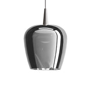 Zafferano Lampada a sospensione Bilia 230V LED 8W in alluminio finitura argento, design a campana in vetro borosilicato soffiato a bocca diametro 18cm