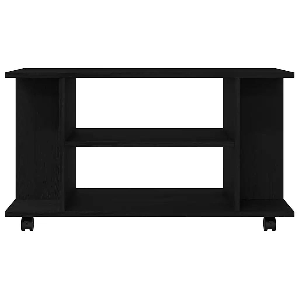 Mobile TV Ruote Rovere Nero 80x40x45cm Legno Multistrato 862404