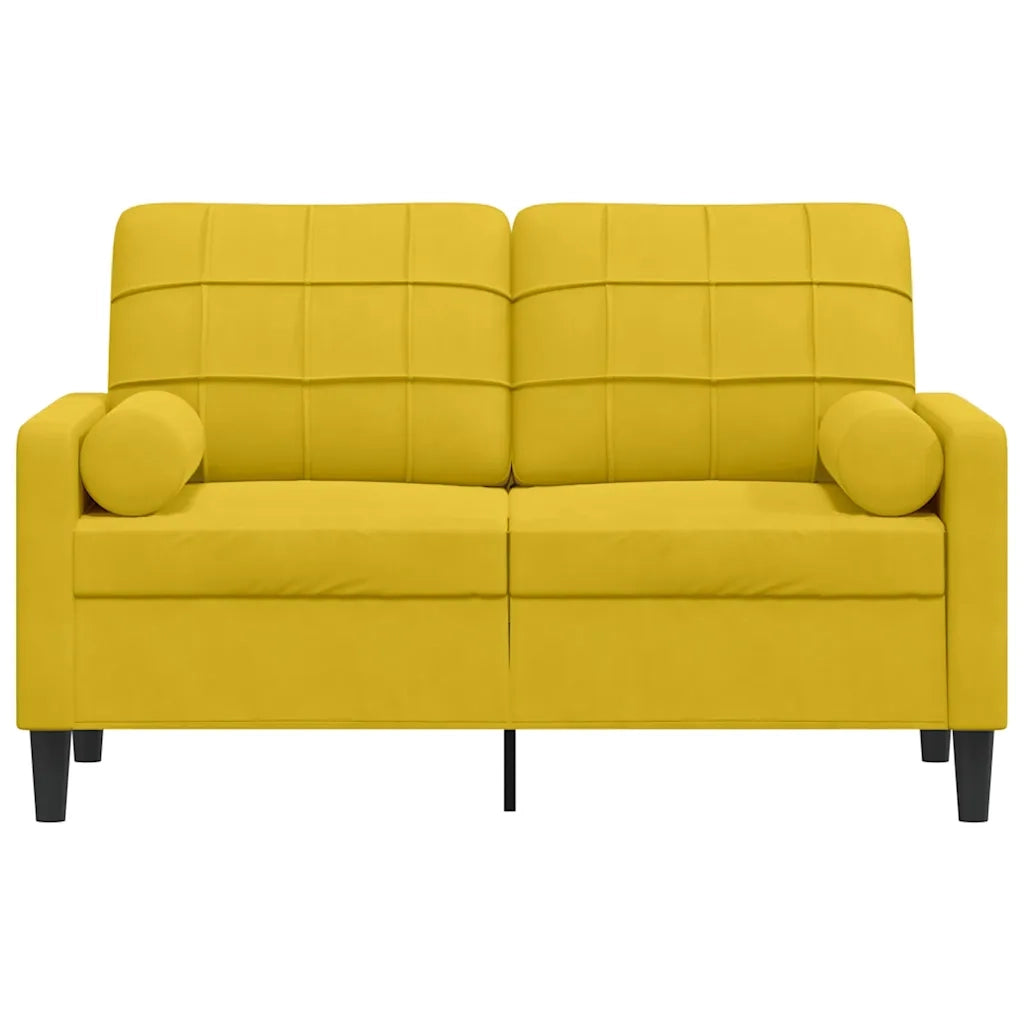 Divano a 2 Posti con Cuscini-Sofa 2 Posti con Cuscini Giallo 120 cm in Velluto 126446