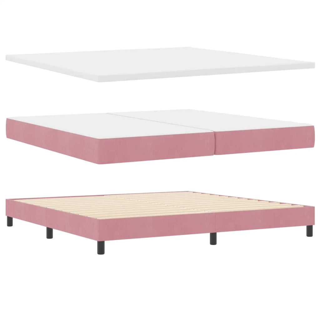 Letto a Sorgente LED con materasso Rosa 200 x 200 cm Velluto
