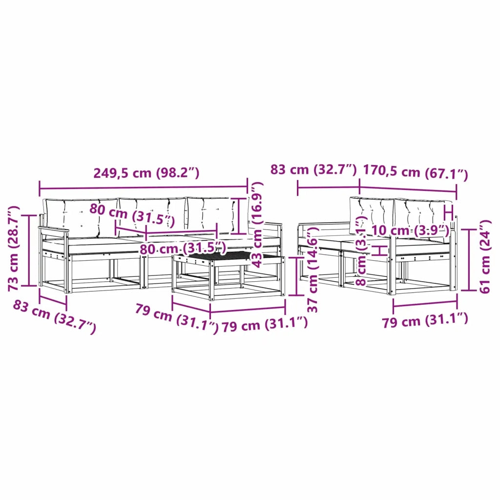 Set di divani da esterno 6 pz Bianco e Antracite 3386051