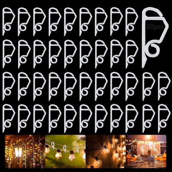 Fili da illuminazione esterna - Haken per tetto - 80 pezzi - Haken in plastica - Ideali per l'esterno - Mini haken per illuminazione natalizia - Soluzione decorativa