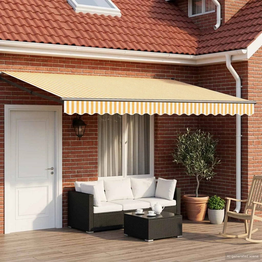Tenda retrattile manuale con LED-Tenda parasole per balcone 4 x 2 m
