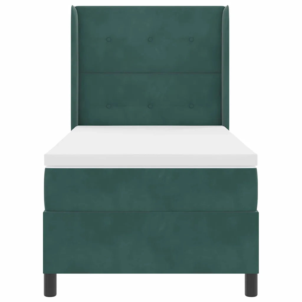 Letto a molle con materasso Verde Scuro 100 x 200 cm Velluto 3341999