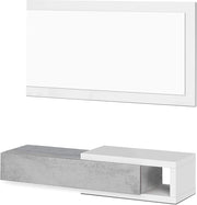 KIT MOBILE INGRESSO 1CASSETTO + 1 SPECCHIO 'NOON' BIANCO E CEMENTO