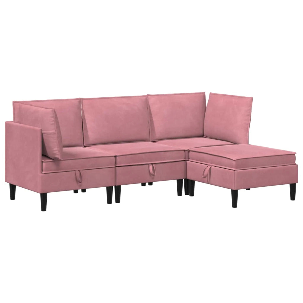 Set di mobili per il soggiorno con cuscino 4 pcs Rosa Velluto 3413745