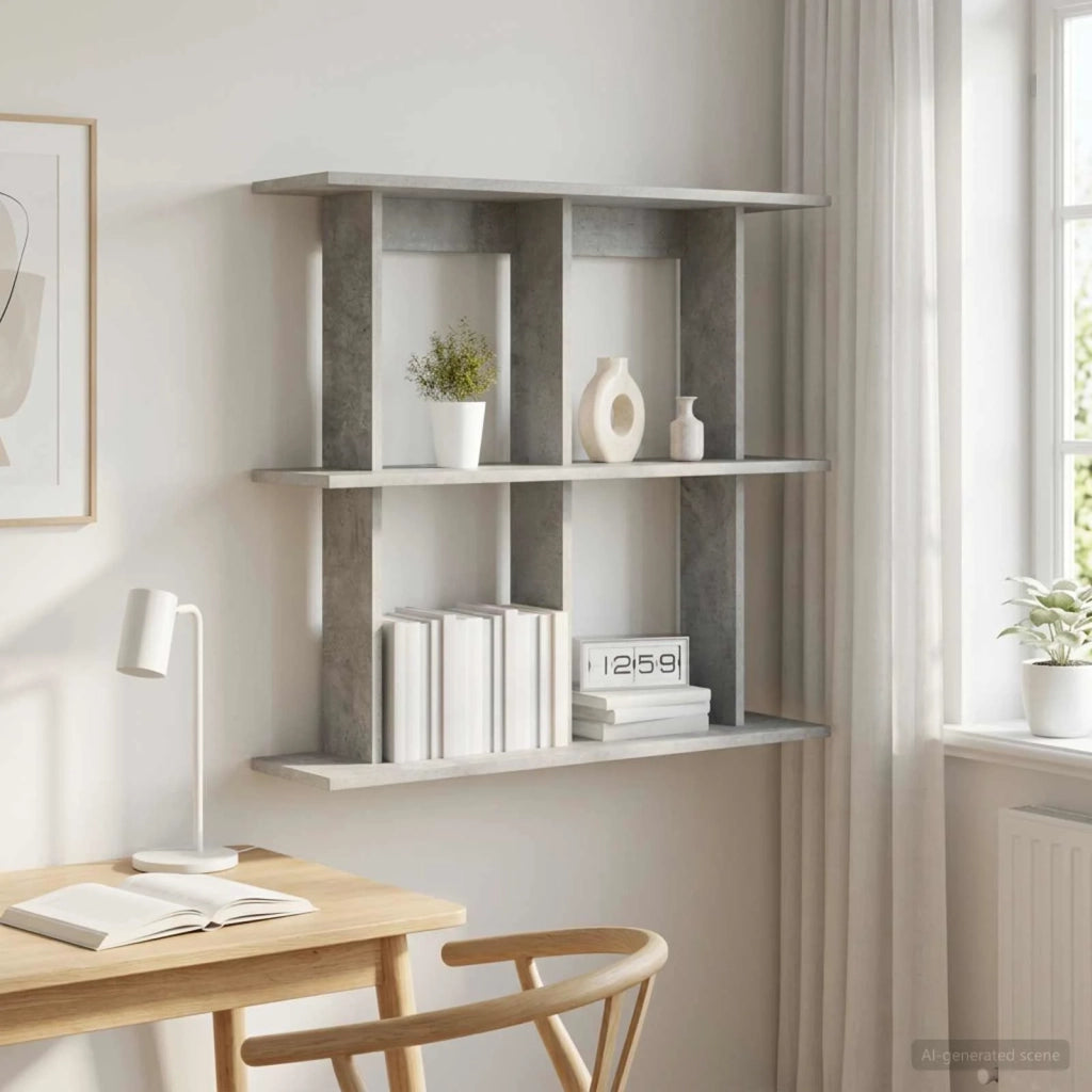 Scaffale da parete A parete Grigio Cemento 80 x 20 x 75 cm 8012079