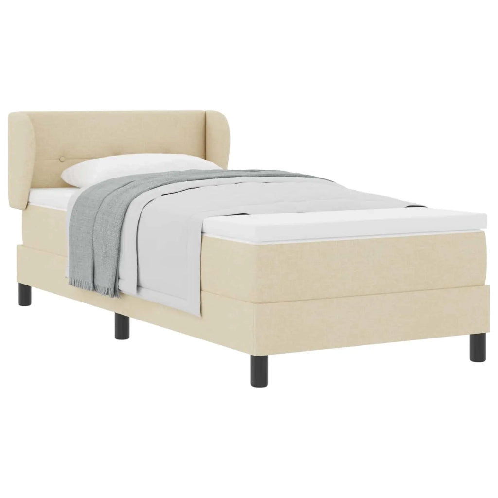 Letto a molle con materasso Crema 100 x 200 cm Tessuto 3340015