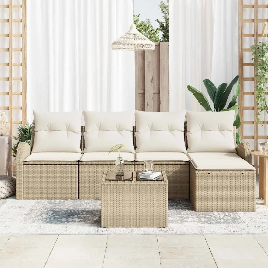 Set di divani con cuscino 6 pcs Beige e Bianco polyrattan 3354680
