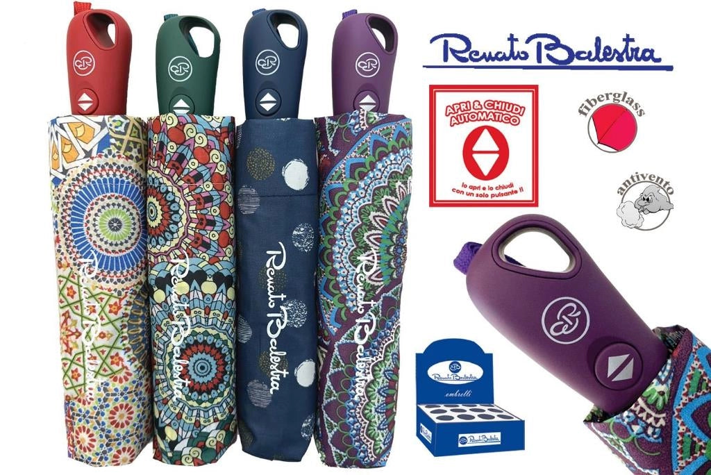 1 Pezzo Ombrello da Pioggia Apri e Chiudi Pongee 4 Decori