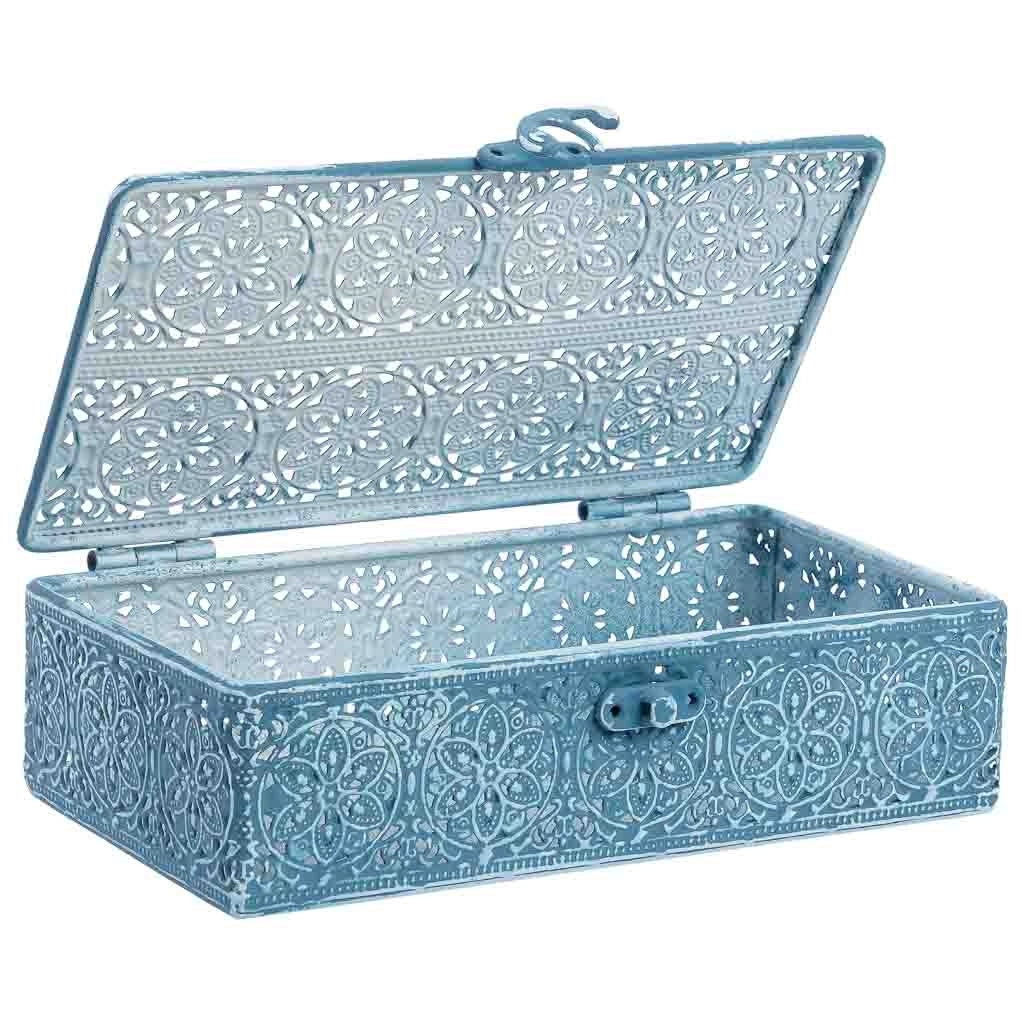 Scatola in metallo blu 20.5x12.5x6h cmh cm
