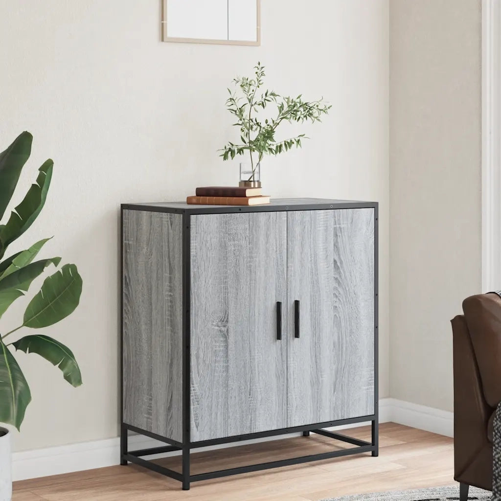 Credenza | Madia | Buffet da pranzo | Armadio da pranzo Grigio Sonoma 68x35x76 cm in Truciolato e Metallo