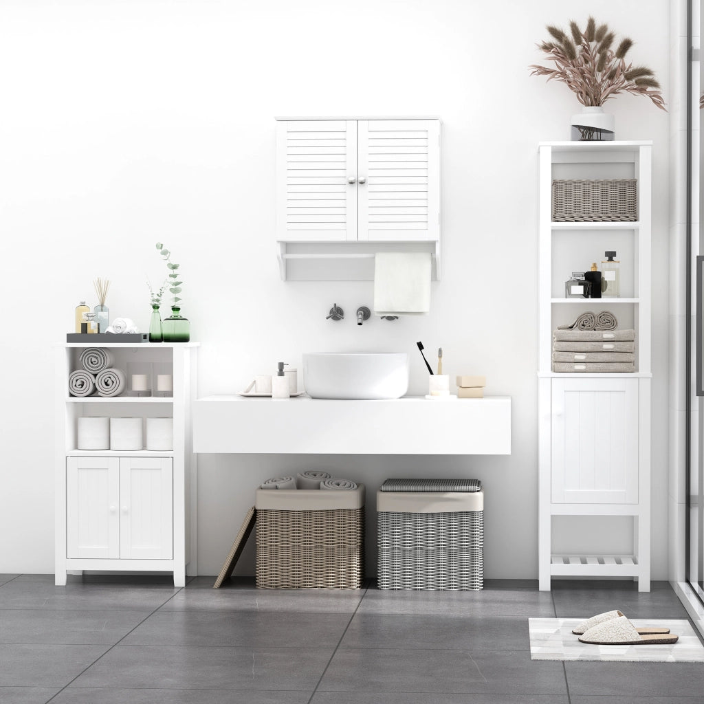 Armadietto da Bagno Sospeso con 2 Ante ¨C zephmum ¨C Bianco 60x23x60 cm
