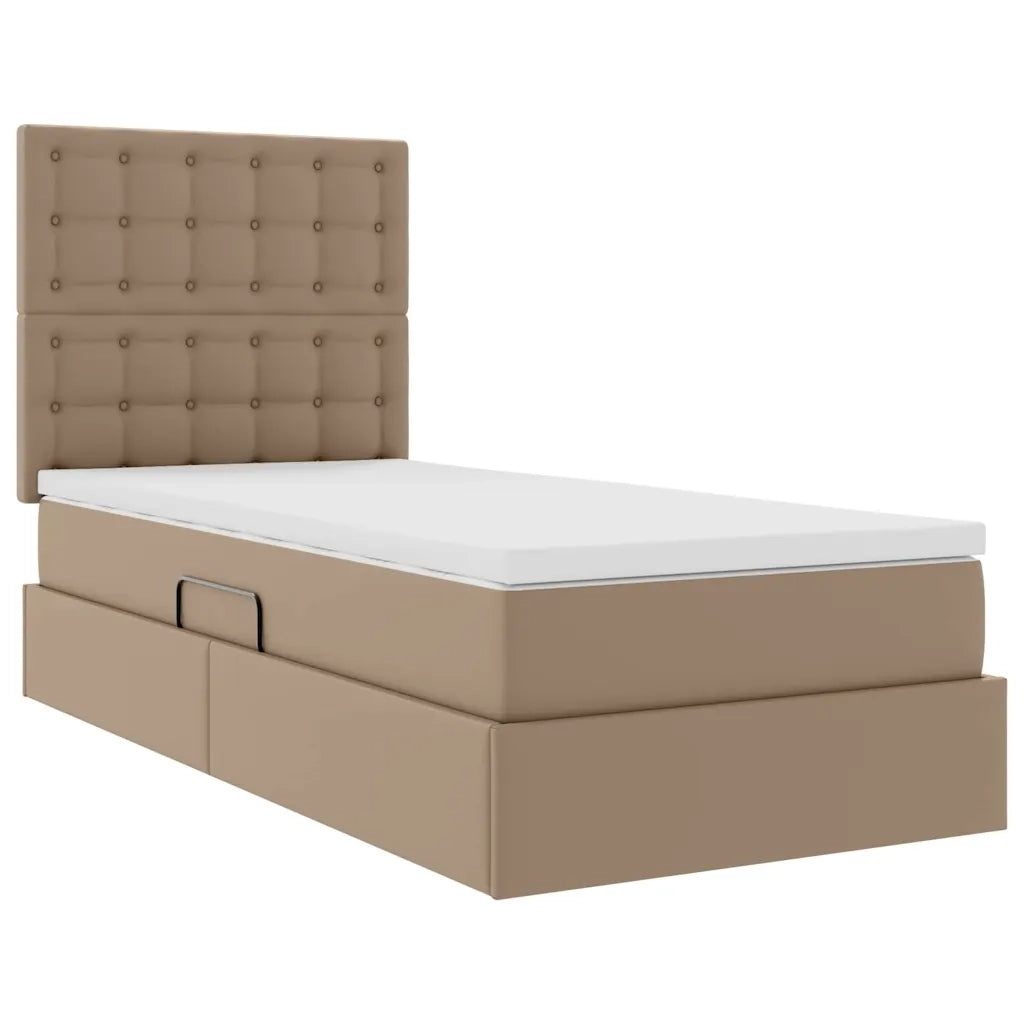 Letto con contenitore e LED con led Cappuccino 100 x 200 cm
