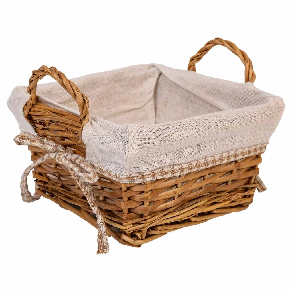Cestino porta pane in vimini foderato 20x20x10h cm