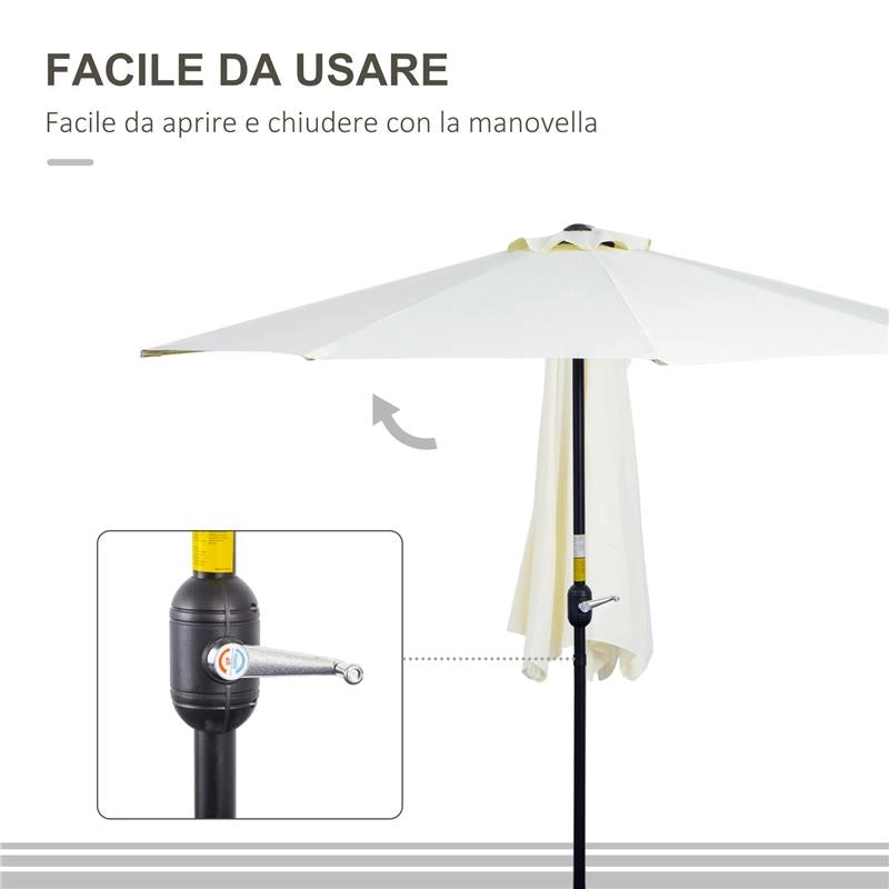 OMBRELLONE DA TERRAZZA A MEZZALUNA CON APERTURA A MANOVELLA E PALO A 2 SEZIONI 2.6X135 M BEIGE