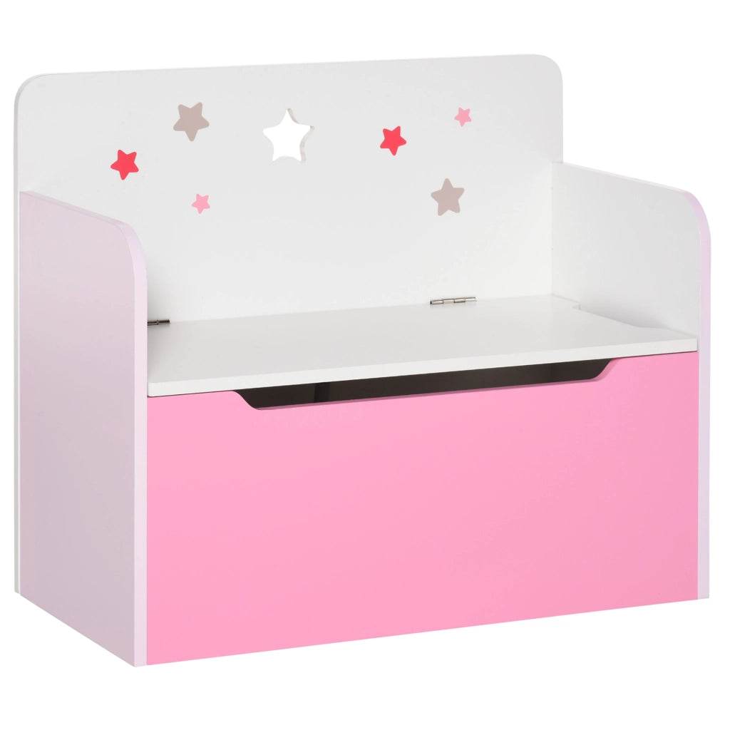 Panca Contenitore per Bambini con Schienale in Legno ¨C zephmum ¨C Rosa 60x30x50