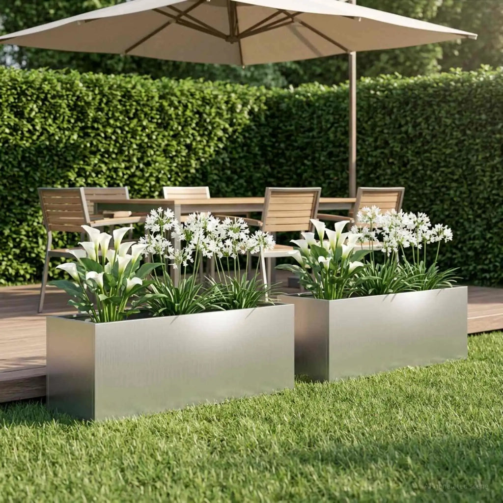 Vaso da giardino 2 pz Argento 100 x 30 x 30 cm Acciaio zincato 8005229