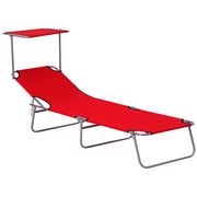 Sdraio Pieghevole da Giardino con Schienale Regolabile e Tettuccio ¨C Minimal ¨C Rosso