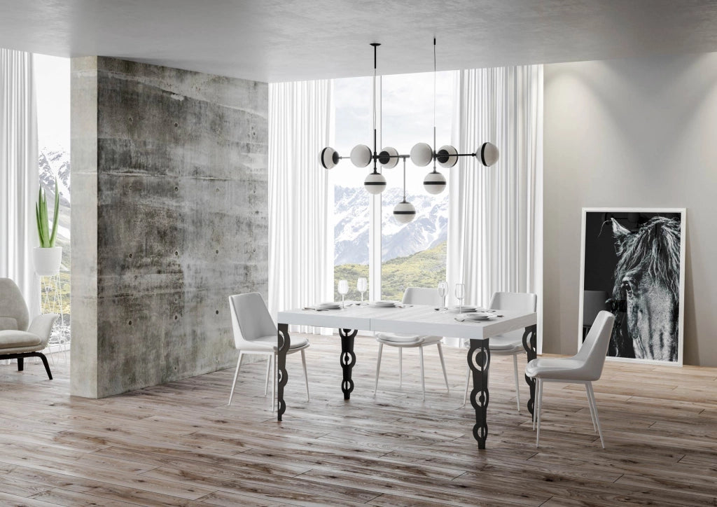 Tavolo allungabile 90x160/264 cm Karayan Bianco Frassino telaio Antracite