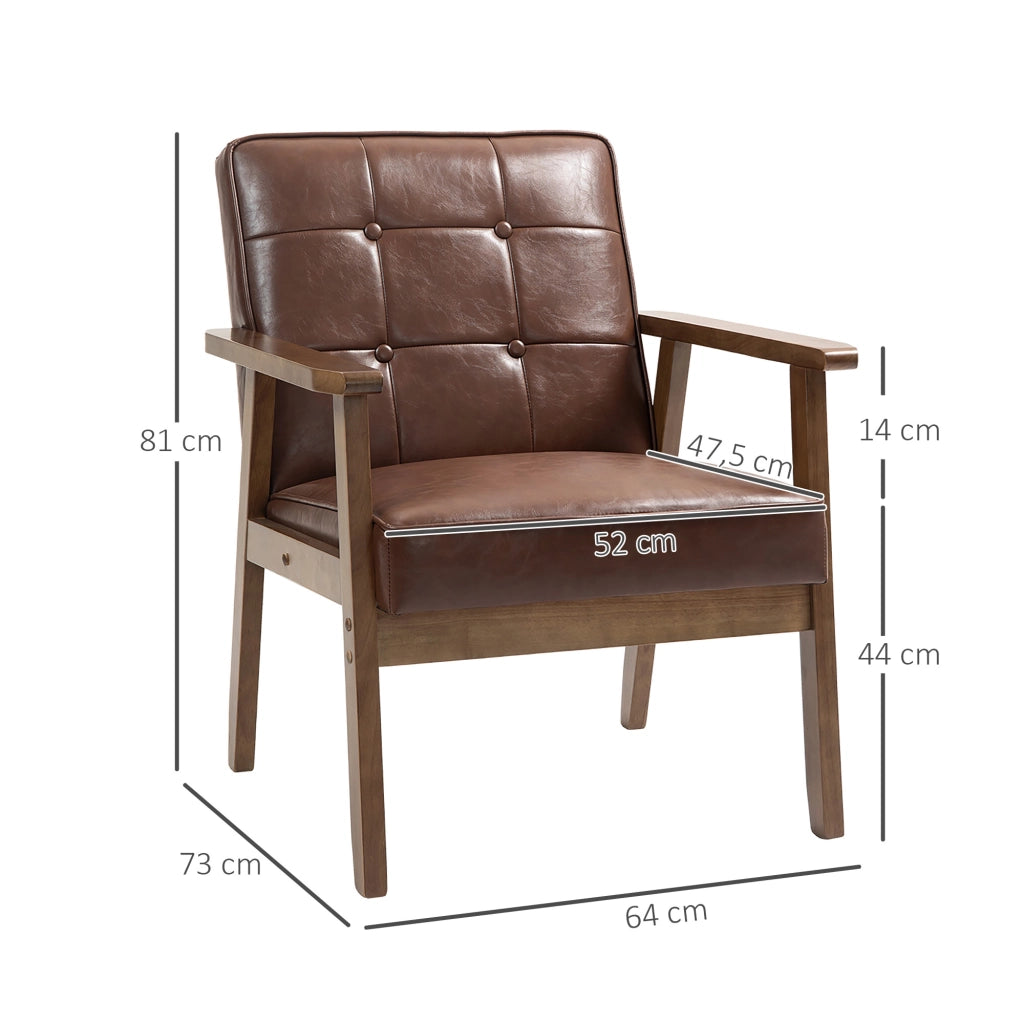Poltrona ¨C Minimal ¨C Cuoio Sintetico Marrone 64x73x81