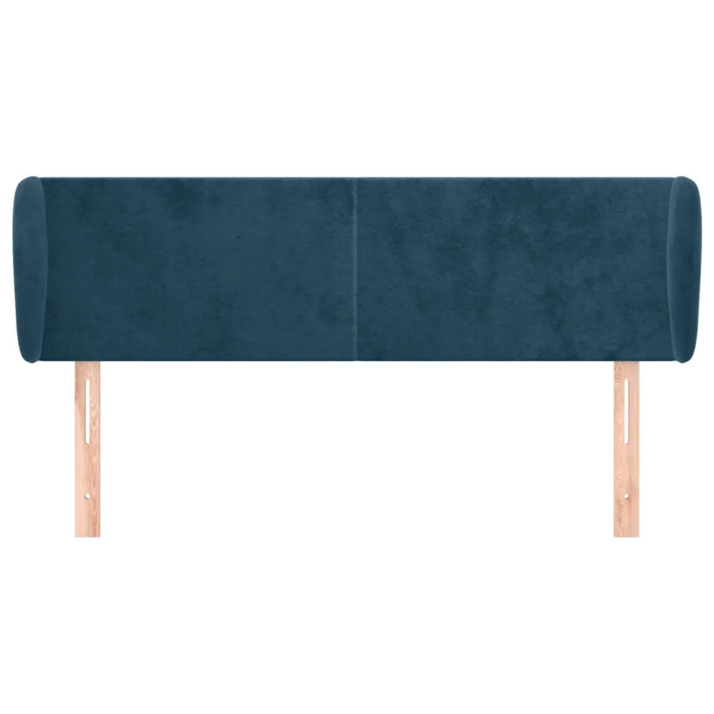 Testiera ad Orecchio-Testata con Orecchie Blu Scuro 147x23x78/88 cm in Velluto 488557
