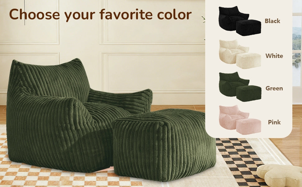 POLTRONA Relax con pouf Verde in flanella