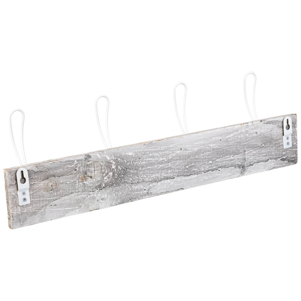Appendiabiti da parete in legno con 4 ganci 49x2,3x8,2h cm