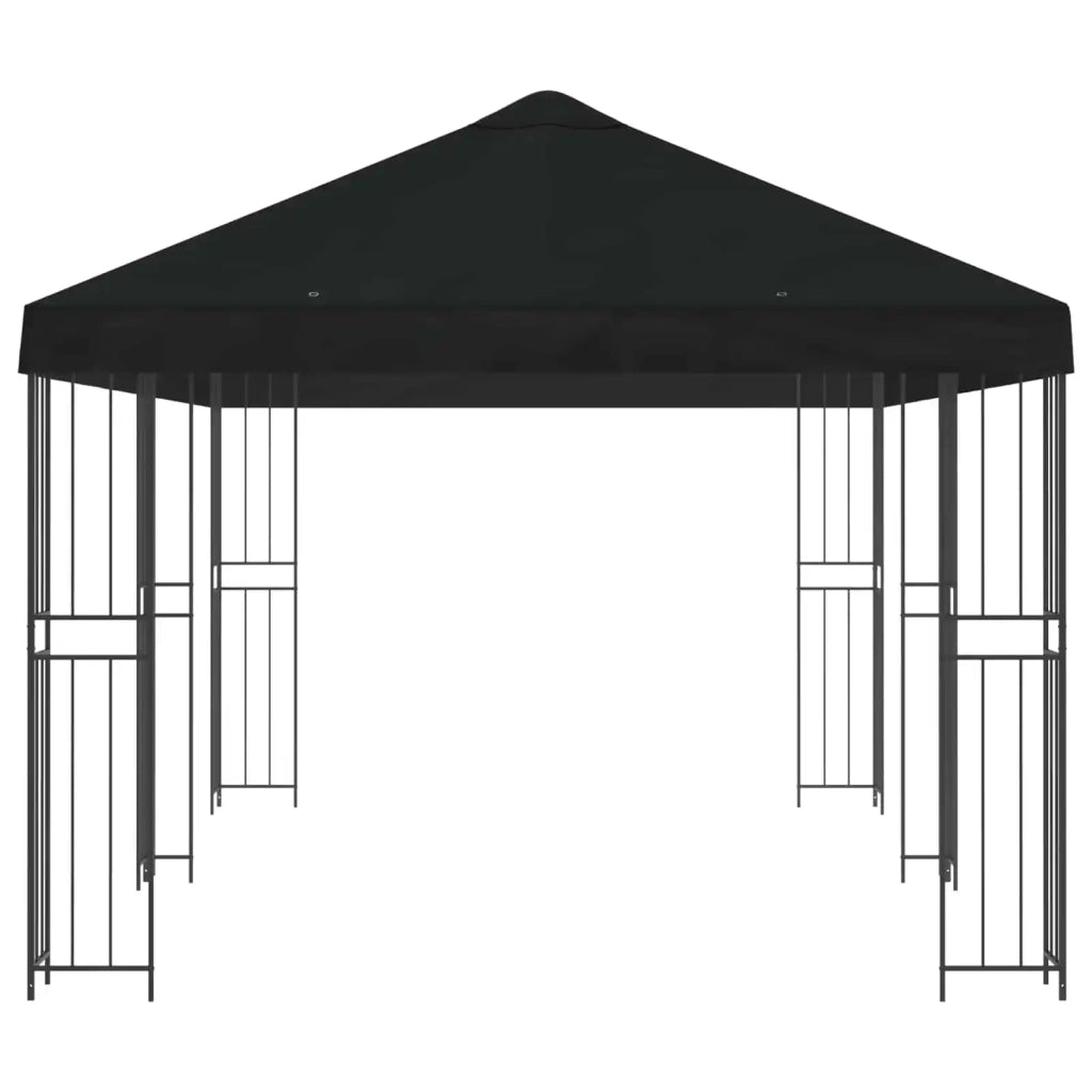 Gazebo | Pergolato con pareti laterali 6 x 3 m Nero Poliestere e Acciaio