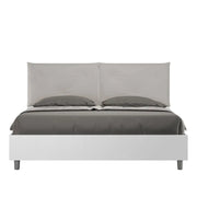 Letto matrimoniale senza rete 160x190 bianco frassino cuscini similpelle tortora Egos Appia