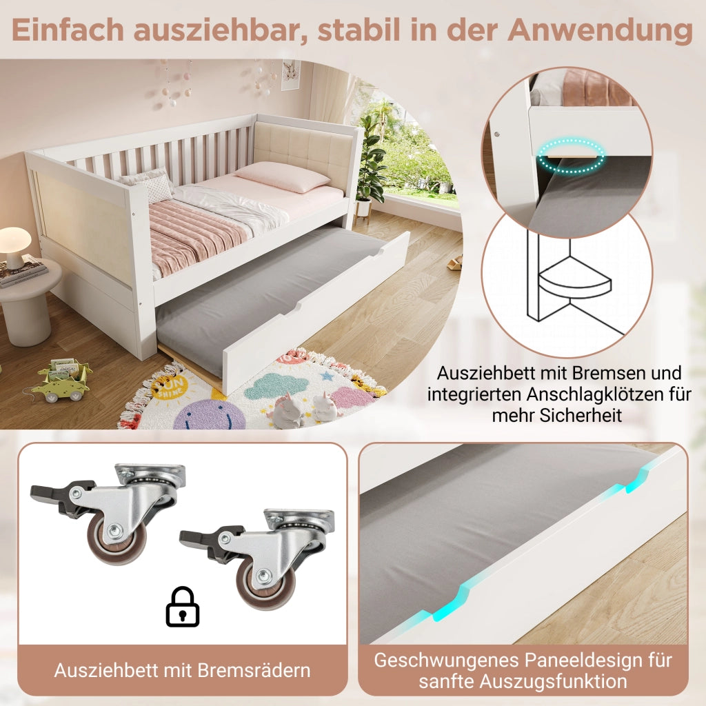 Divano letto con letto estraibile 90x190 cm in legno bianco