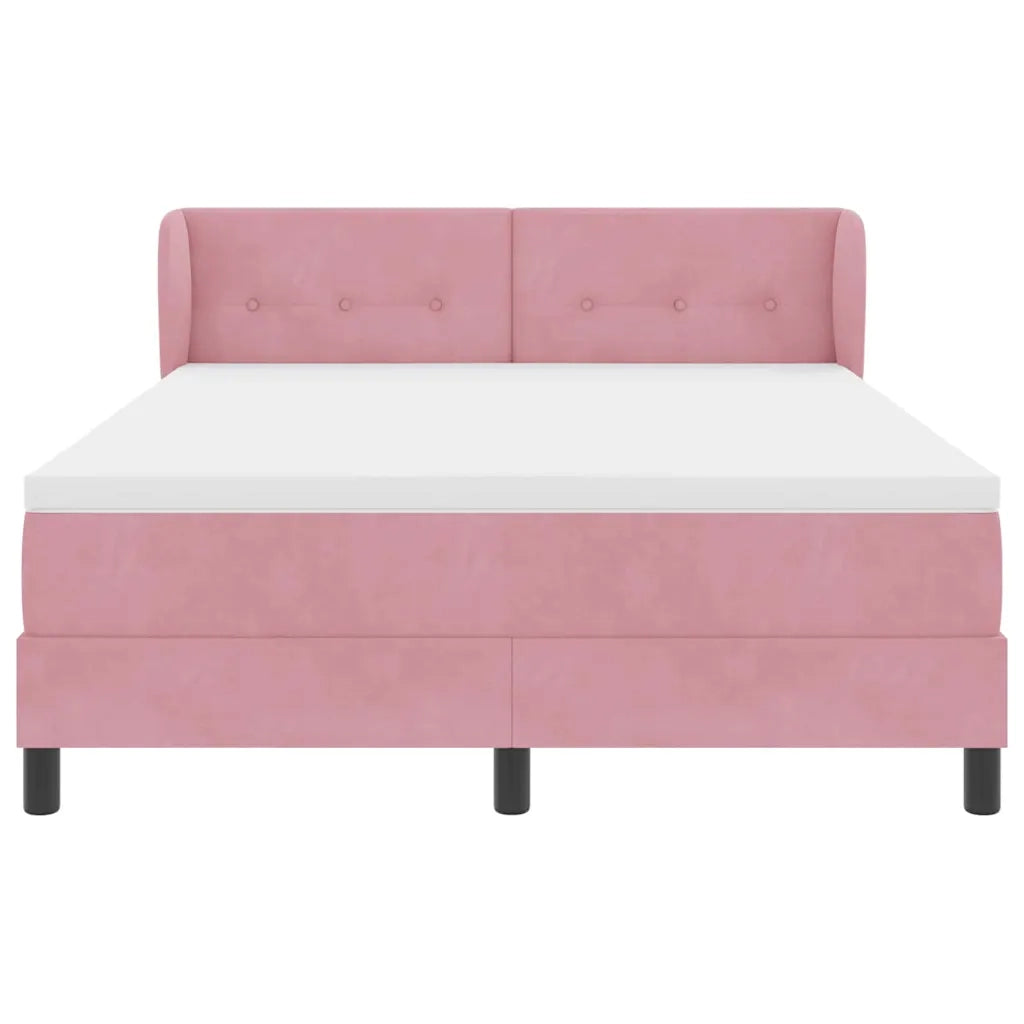 Letto a molle con testiera Rosa 140 x 200 cm Velluto 3340393