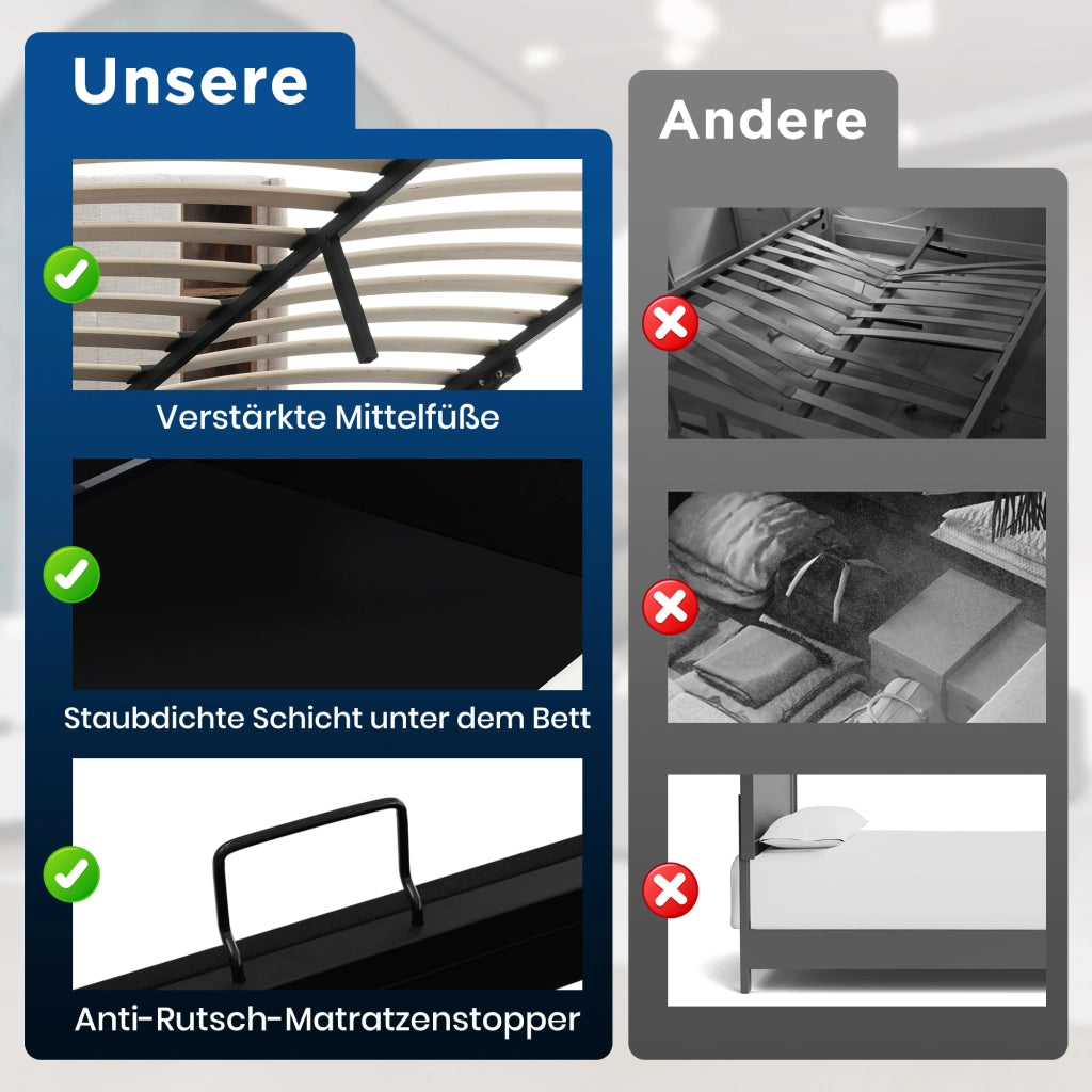 letto imbottito cotone grigio 140 x 200 cm