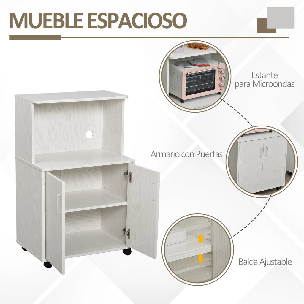 Mobile da cucina con ruote ¨C Xylo ¨C bianco 60,4x40,3x97 cm