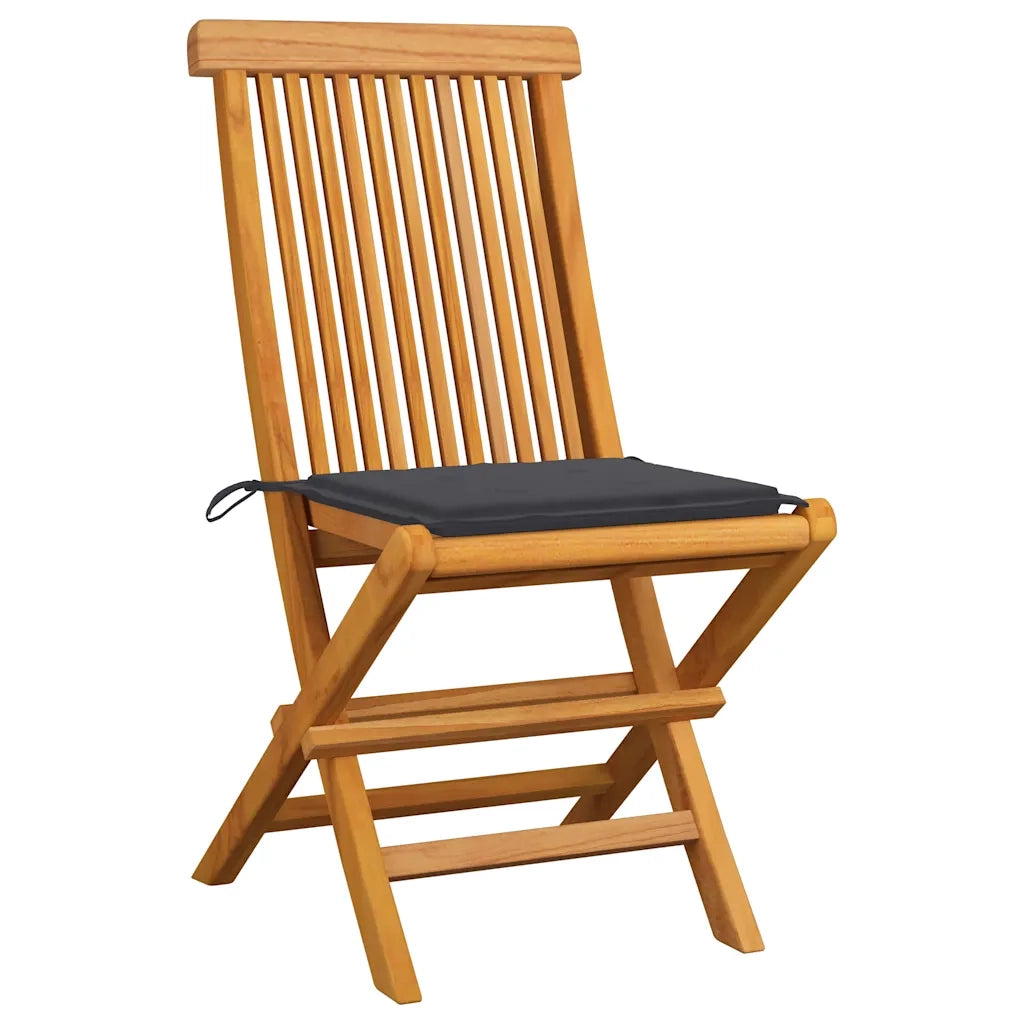 Sedie da Giardino con Cuscini Antracite 4 pz | Sedie da Esterno Massello di Teak
