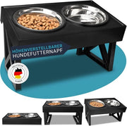 Ciotola per Cani Elevabile [Regolabile in Altezza] - Set di Ciotole per Cibo 2 in 1 con Ciotola per Acqua e Ciotola per Cibo per il Vostro Cane, inclusa con Piatti in Acciaio Inossidabile [adatto per cani di piccola, media e grande taglia]